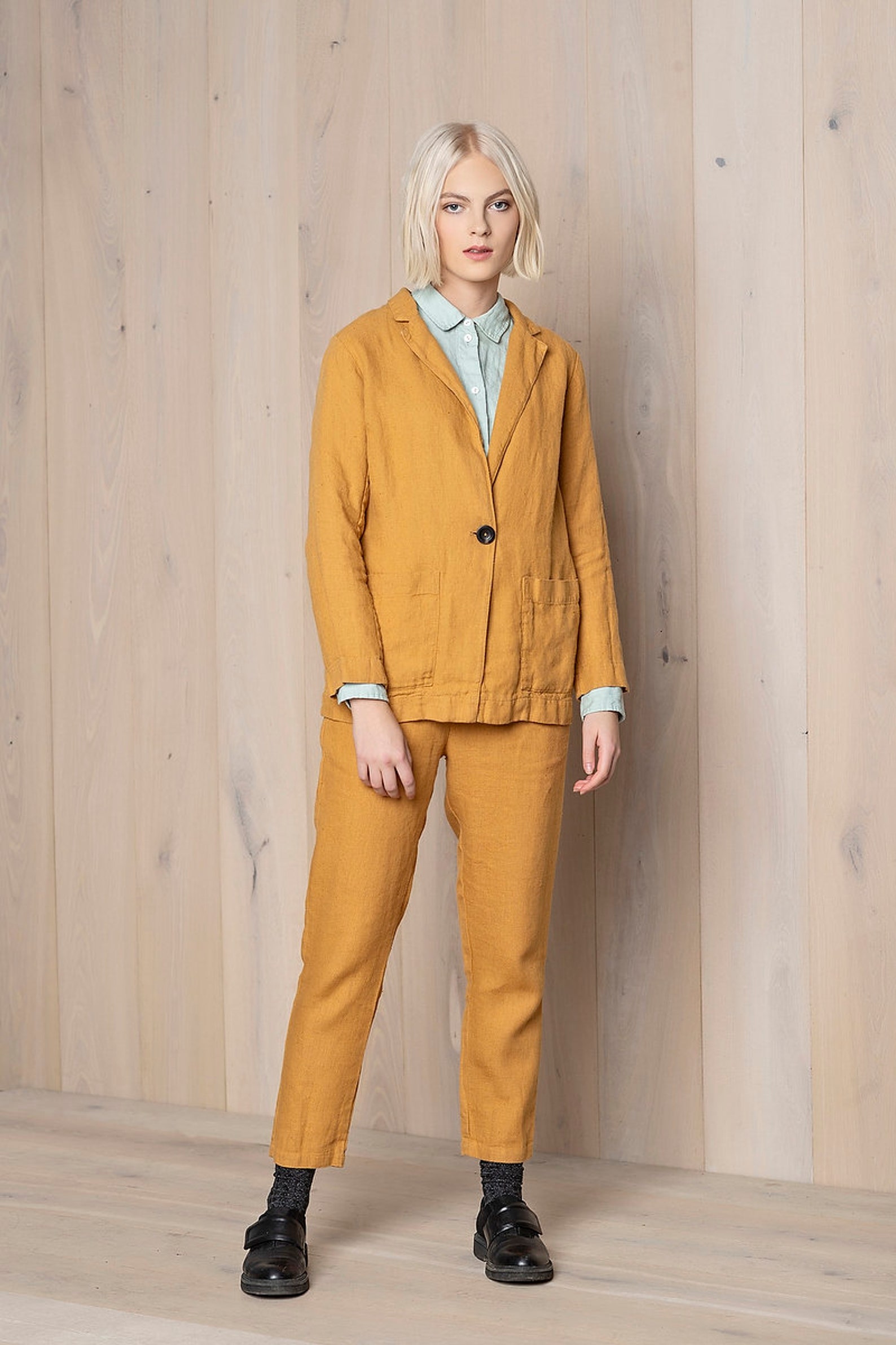 Yellow linen jacket linen blazer for work linen jacket Etsy