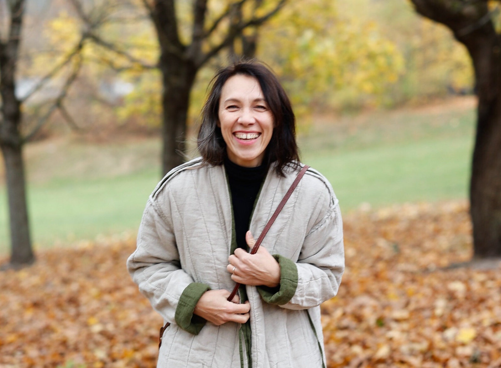 Quilted Jacket With Pockets Linen Kimono Jacket for Women 