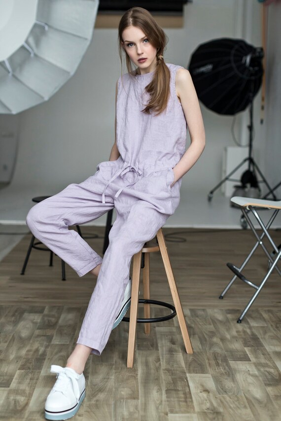 linen jumpsuit etsy