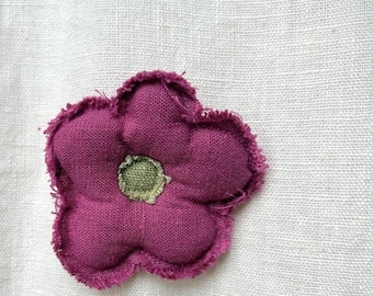 Sustainable linen flower brooch, Artistic floral jewelry, Soft sculptural pin  AZALEA
