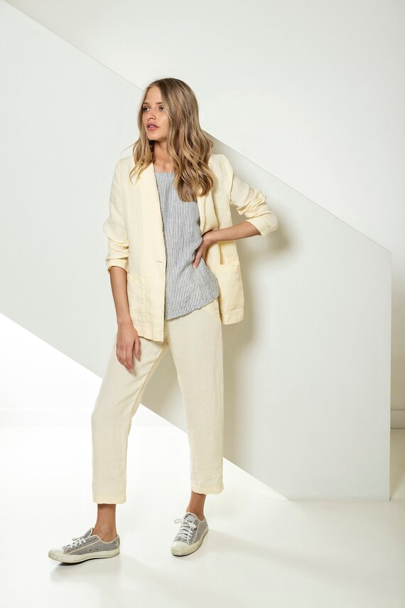 beige linen jacket womens