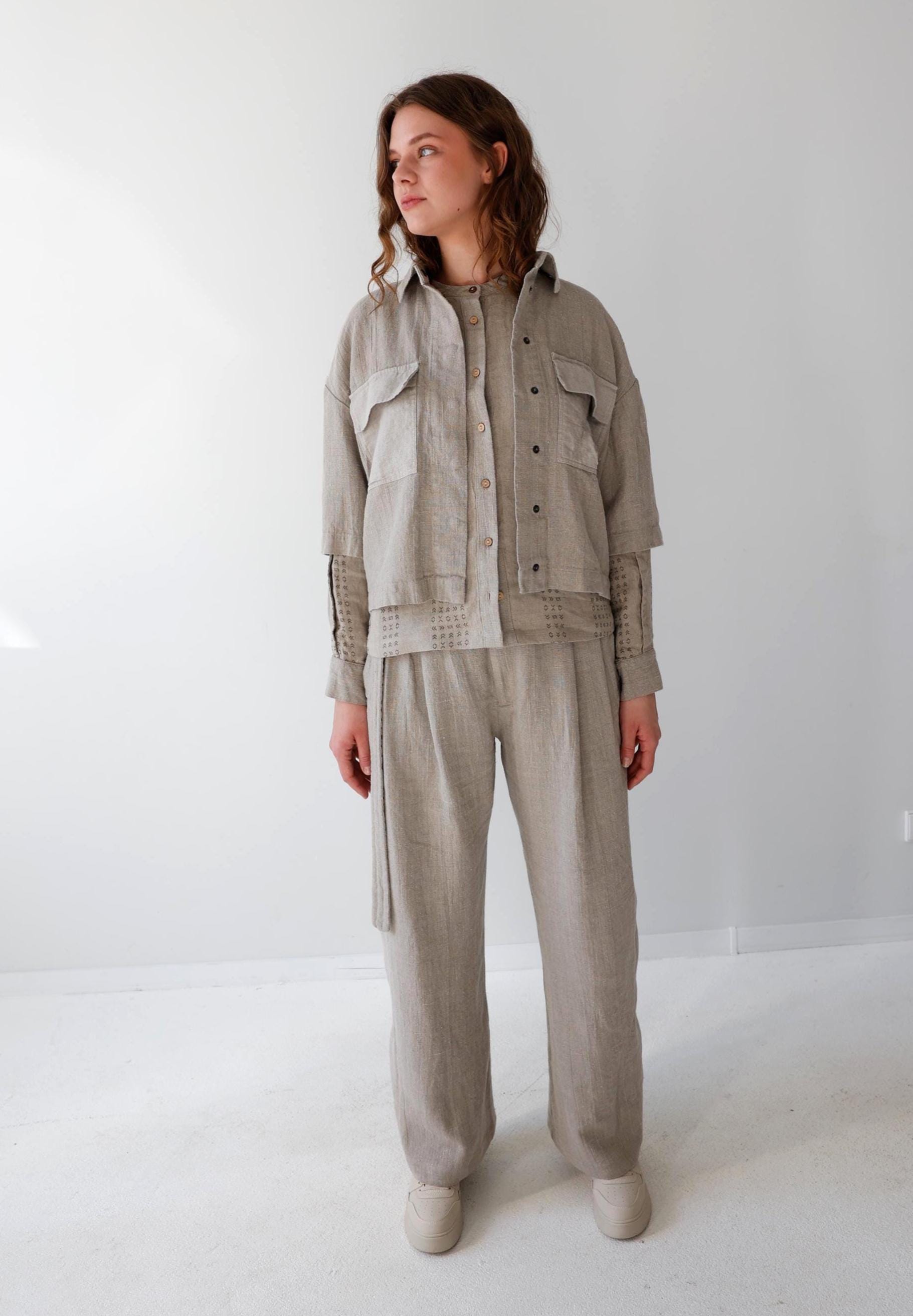 ジャケット・アウター eaphi LINEN LIKE OVER JACKET LINEN LIKE OVER JACKET