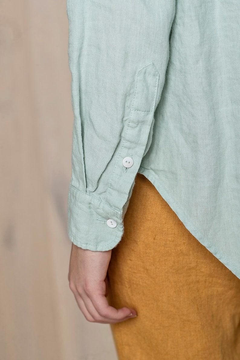 linen classic shirt classic collar shirt mint shirt white linen shirt shirt slim fit shirt Womens linen shirt business shirt