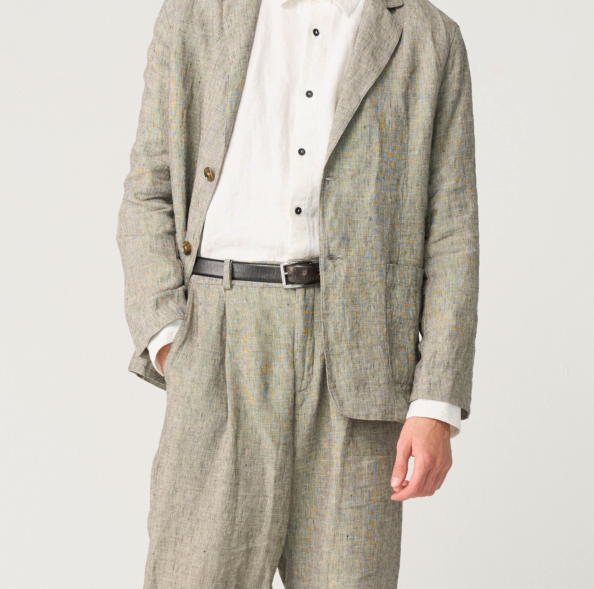 Buttoned Linen Jacket for Men With No Lining, Mens Summer Buttoned Linen Jacket for Men With No Lining, Mens Summer
