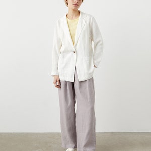 Wide leg linen pants with pockets, high waisted palazzo pants for women, pleated linen trousers MUSCAT image 8