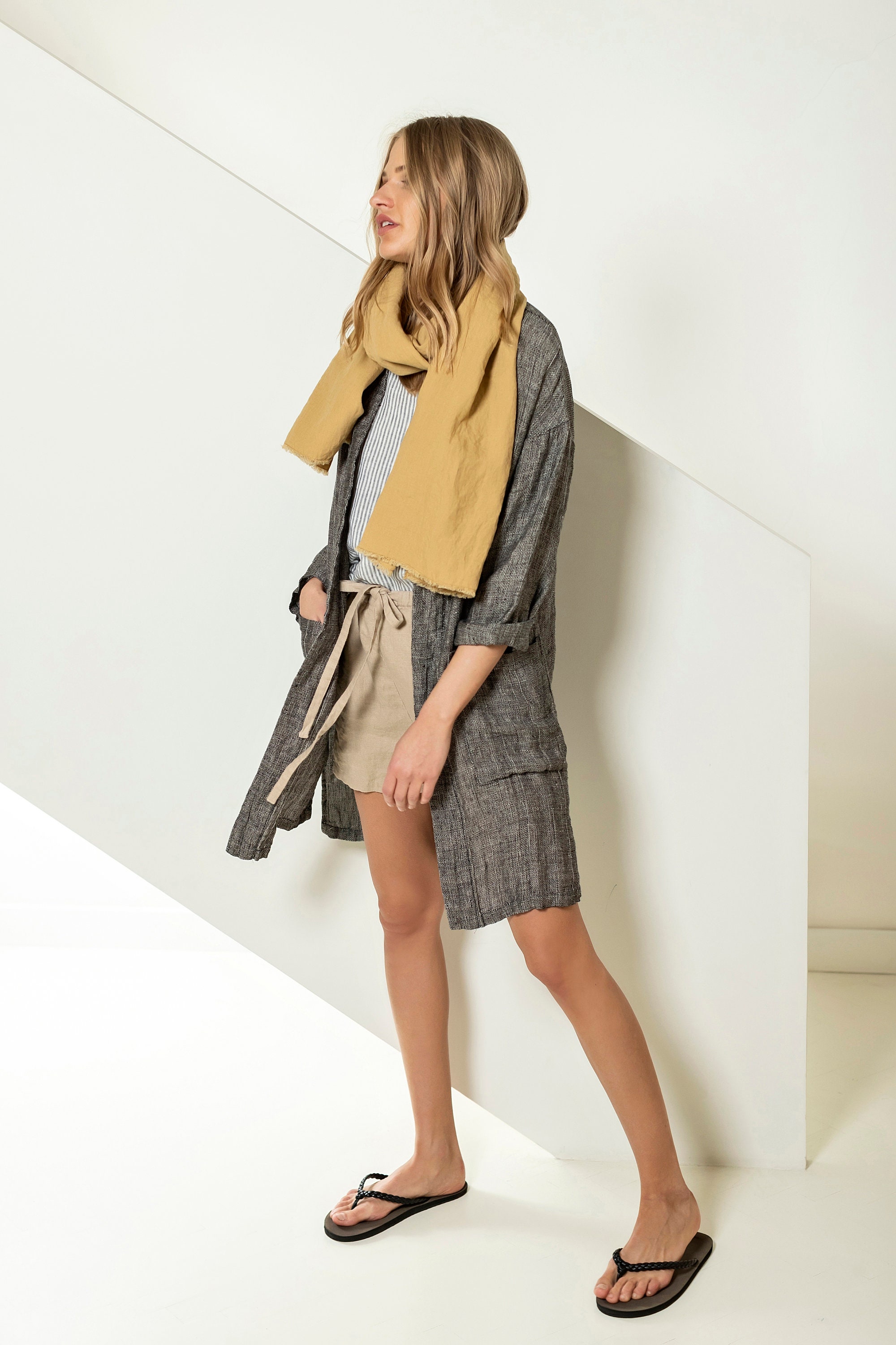 Light Linen Scarf Linen Shawl Beach Cover Up Scarf for Etsy