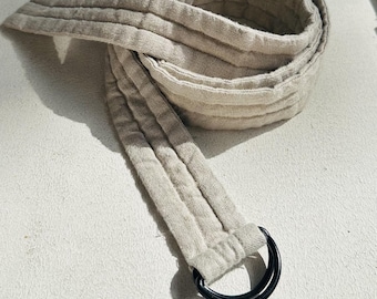 Linen half-ring belt, waist belt, linen accessory, unisex belt, dress belt, boho belt, ROAD