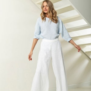 Size: M/L Ready to ship Linen pants women, wide leg pants, high waisted pants, medium linen pants WANTED image 4