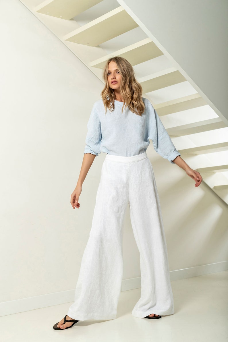 Size: M/L Ready to ship Linen pants women, wide leg pants, high waisted pants, medium linen pants WANTED image 4