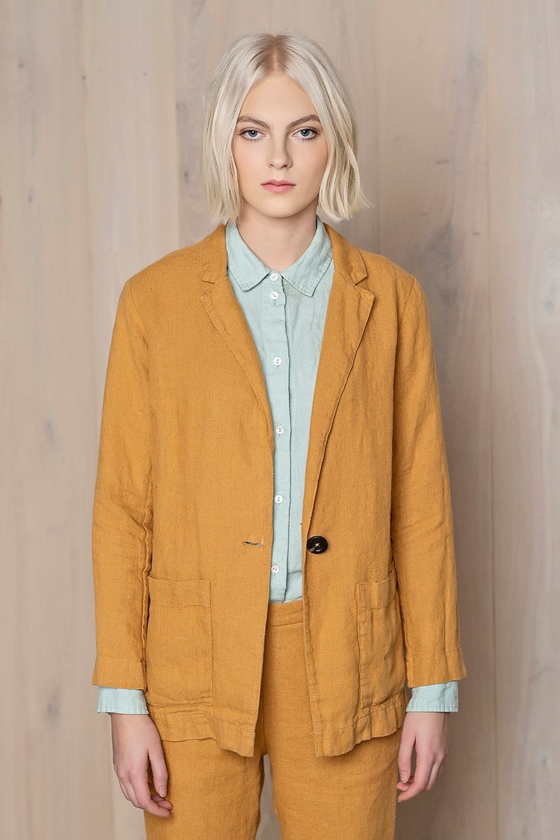 Yellow linen jacket linen blazer for work linen jacket Etsy