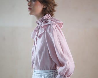 Multiway linen collar – Gifted linen accessory for layering, Tied waist belt, Linen belts women, Detachable collar with bow tie COLETTE