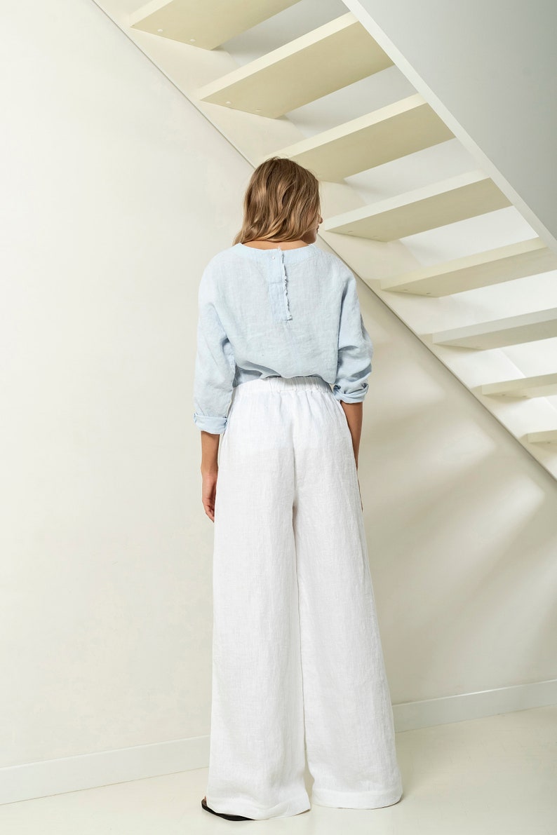 Size: M/L Ready to ship Linen pants women, wide leg pants, high waisted pants, medium linen pants WANTED image 2