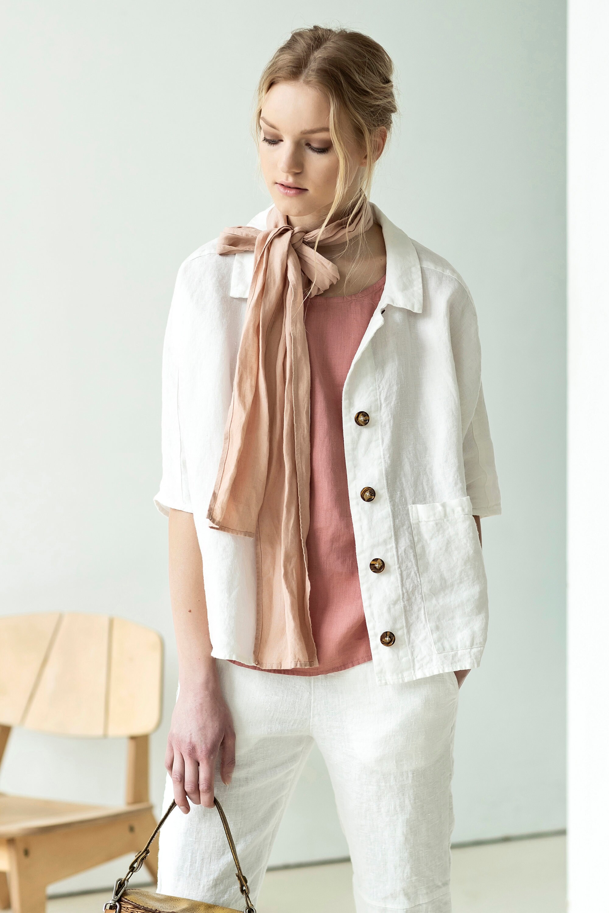 Braided linen Belt with Shiny Loop main image 0