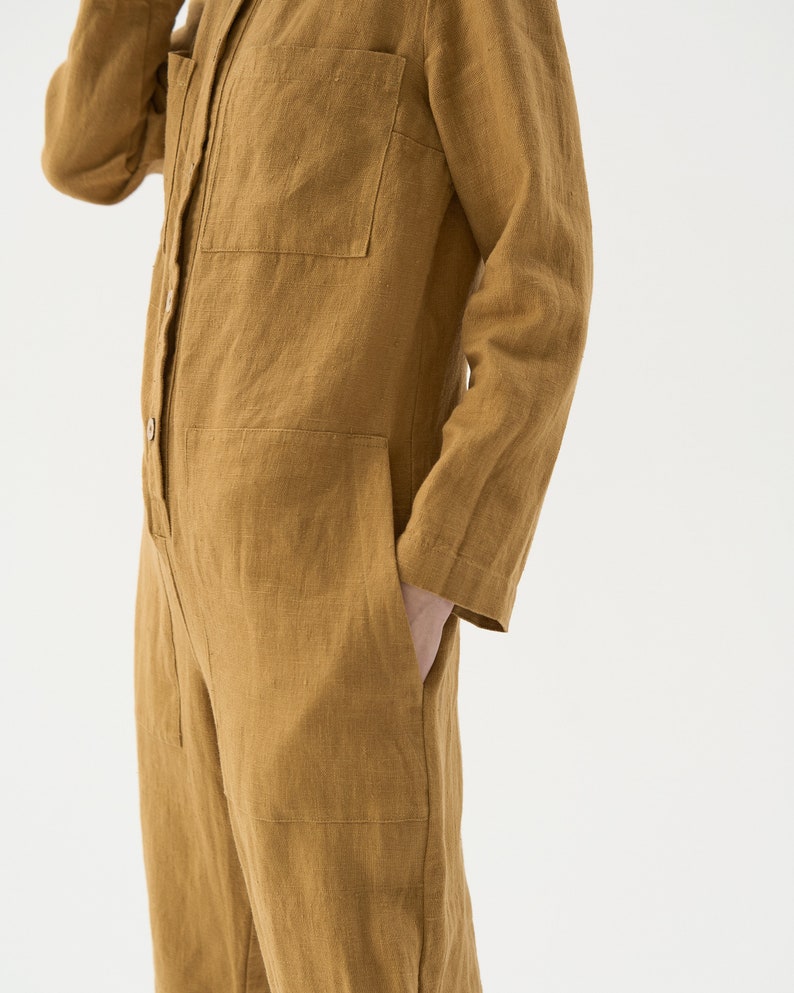 Linen jumpsuit women, boiler suit, linen overalls women, coveralls ROOTS image 3