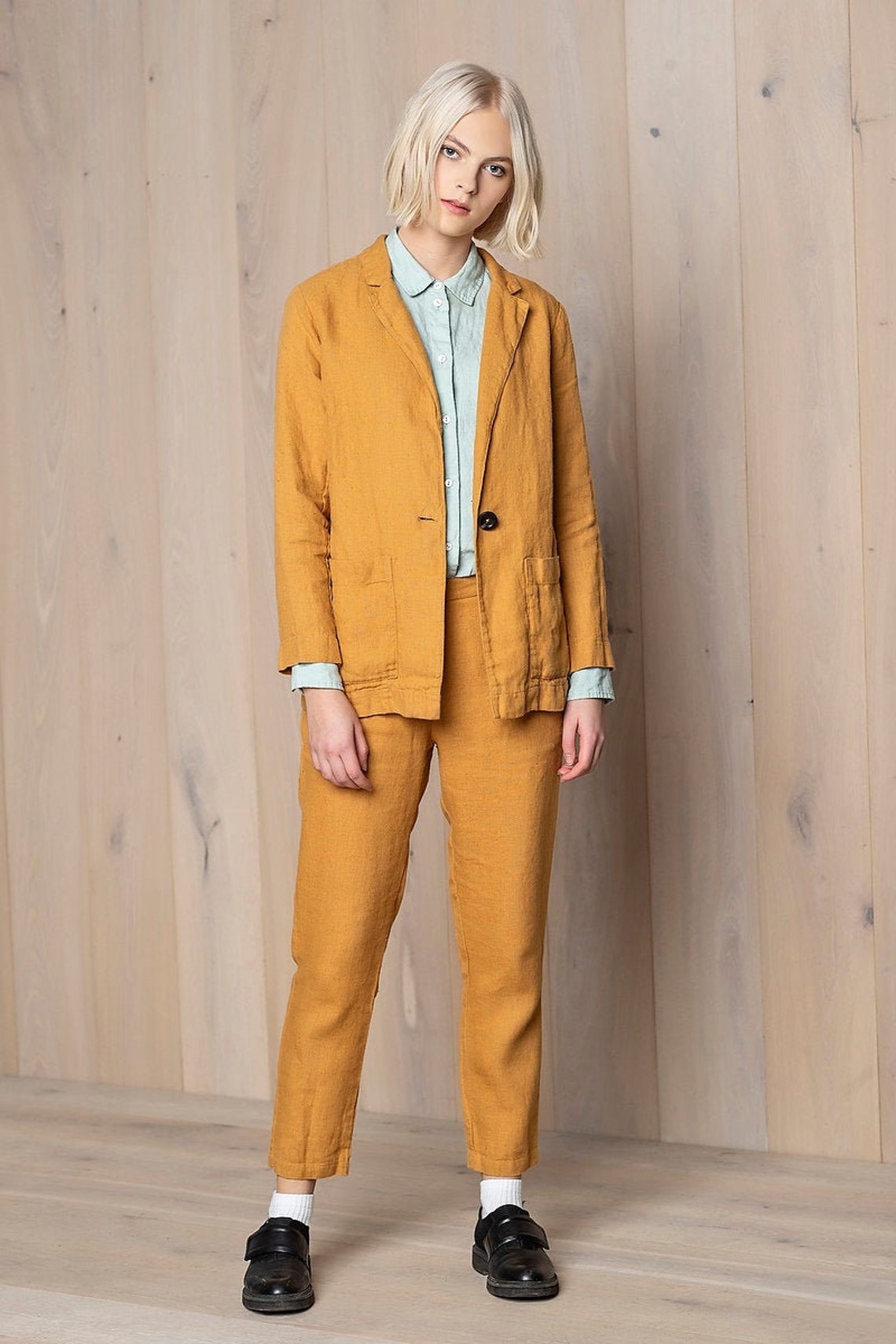 Yellow linen jacket linen blazer for work linen jacket Etsy