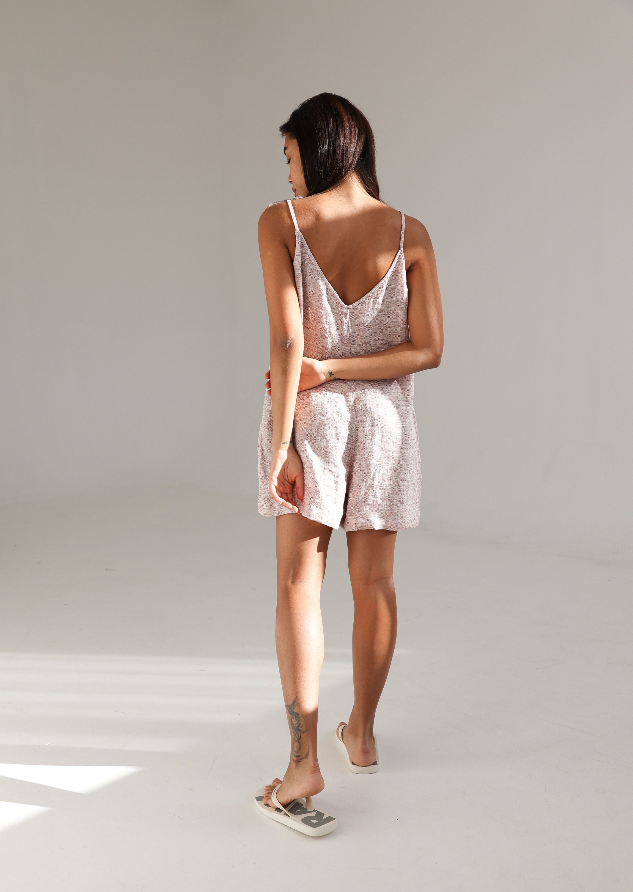 Linen romper women, linen playsuit, linen jumpsuit, boho jumpsuit, linen dungarees BUTTERFLY