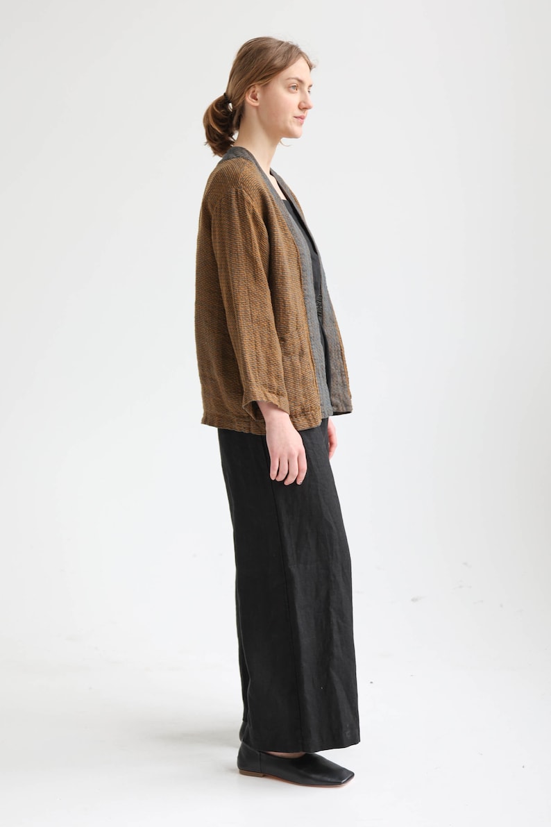 Exclusive linen cardigan, Linen kimono jacket, Linen jacket women, Linen blazer TOKYO zdjęcie 5