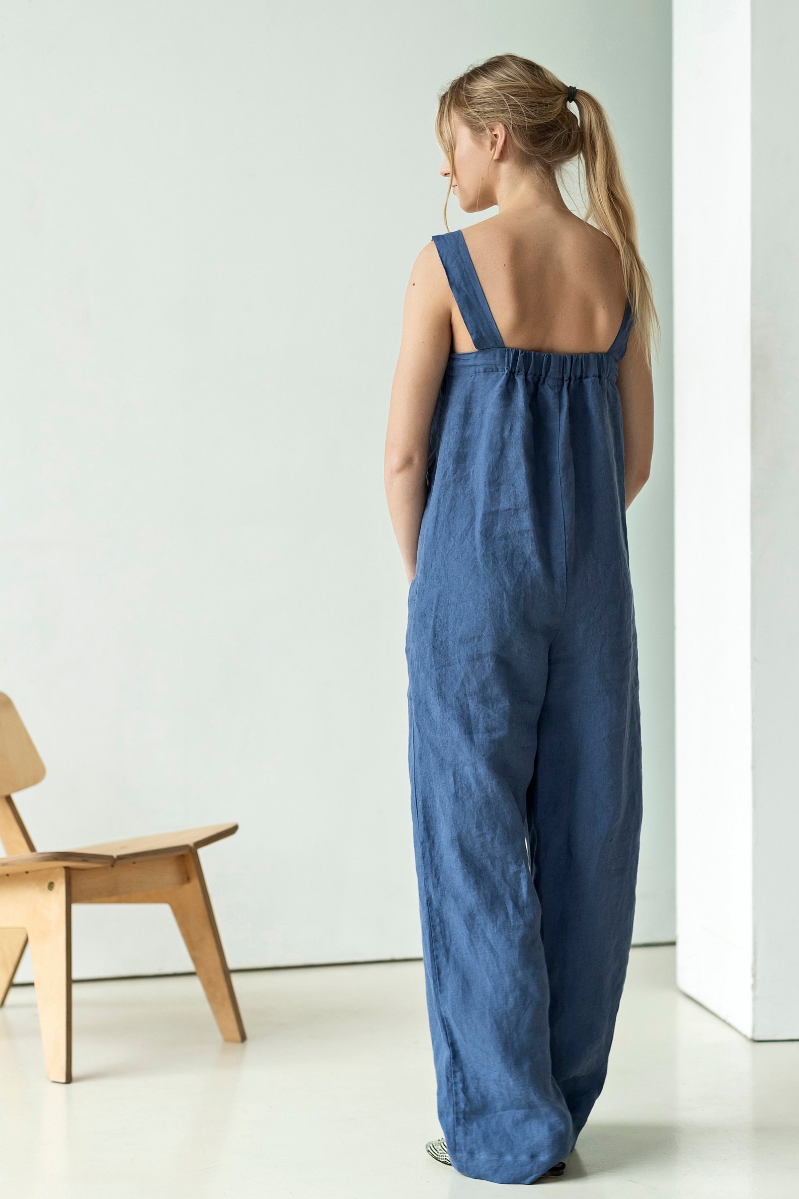 Linen Dungarees Square Neck Linen Overalls Linen Jumpsuit Etsy