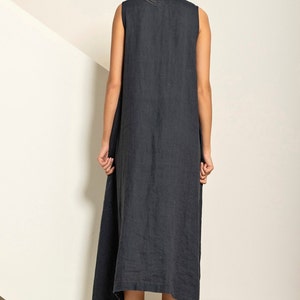 Linen maxi dress, extra flowy linen kaftan dress with pockets and belt MAGNUM image 8