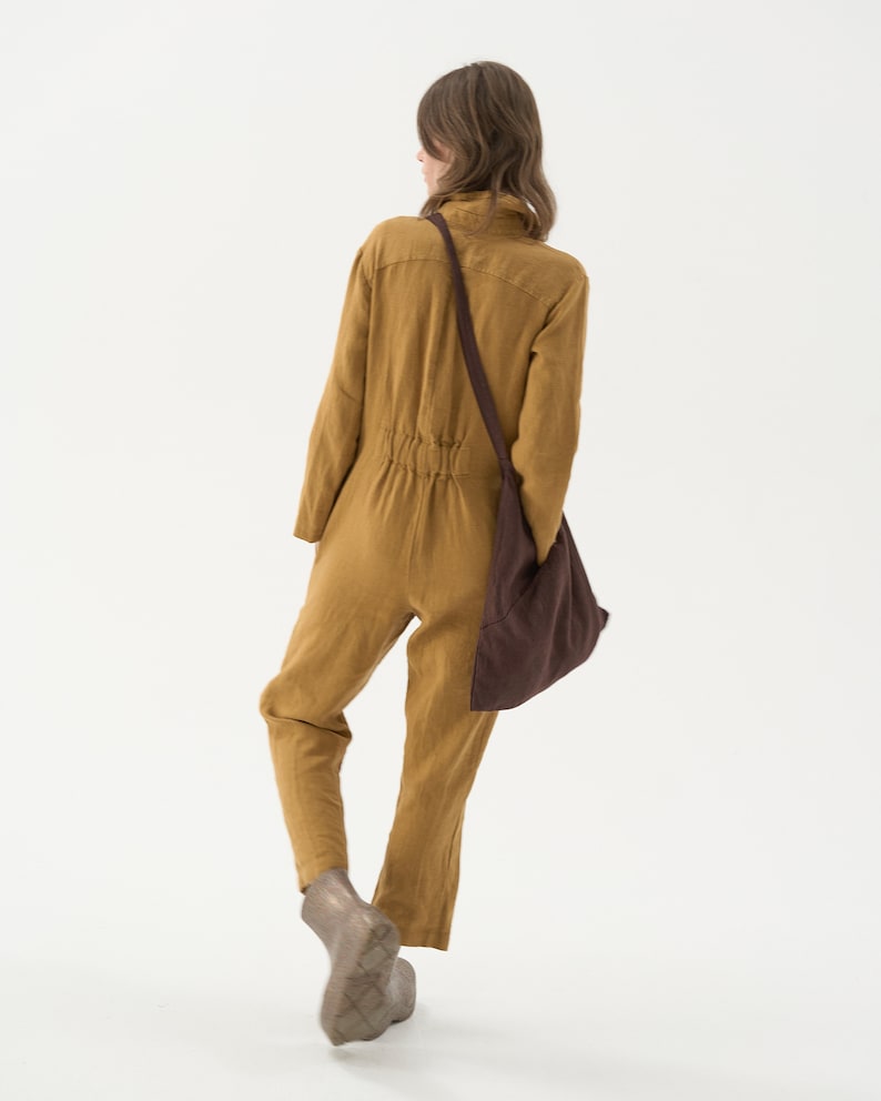 Linen jumpsuit women, boiler suit, linen overalls women, coveralls ROOTS image 2