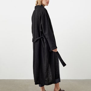 Heavy linen kimono coat, linen duster, linen robe, maxi coat, linen jacket women ATHOS image 4