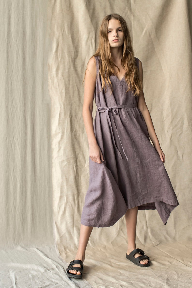 Linen airy dress with pockets linen maxi dress flowy linen Etsy