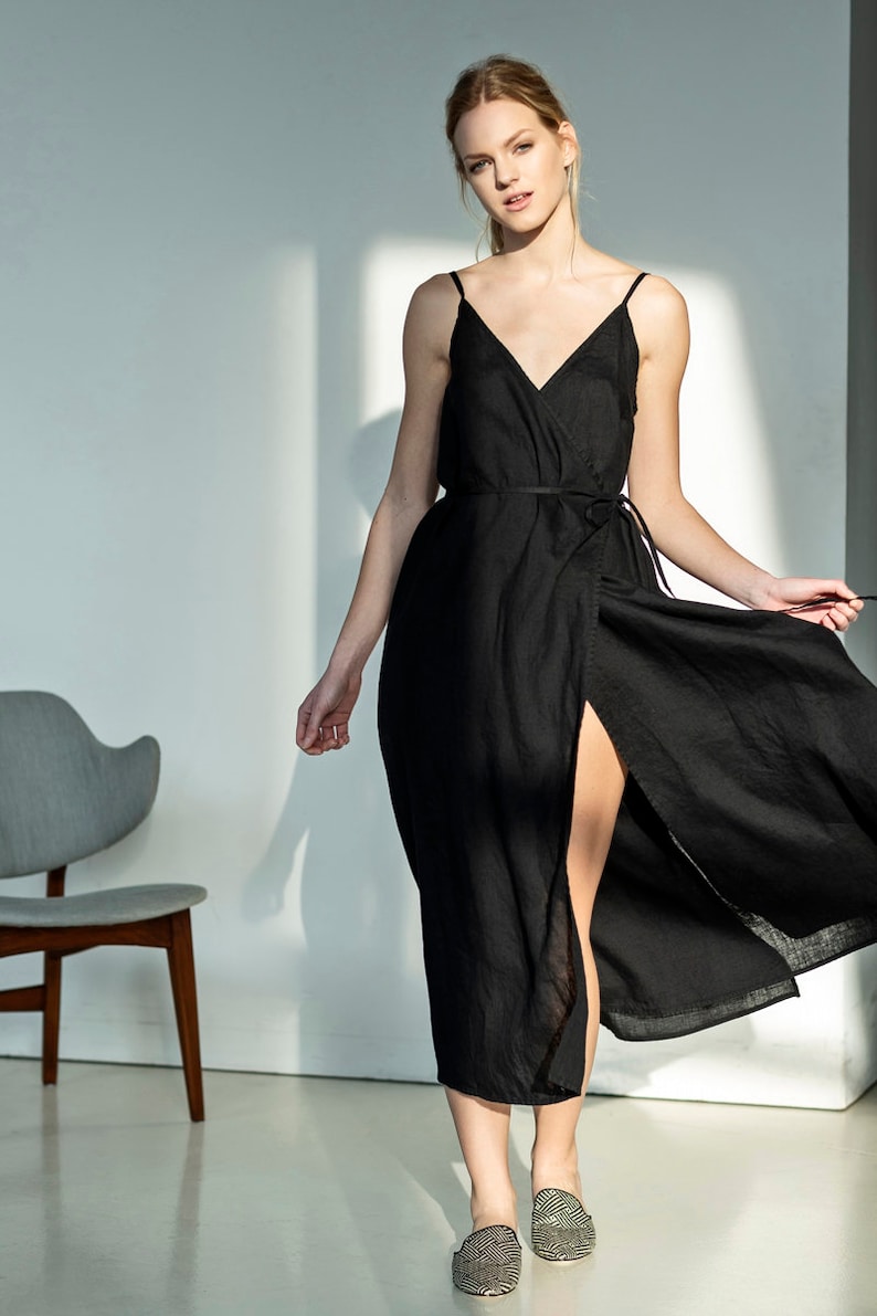 Linen Wrap Dress Linen Maxi Dress for Wedding Guest Linen Etsy