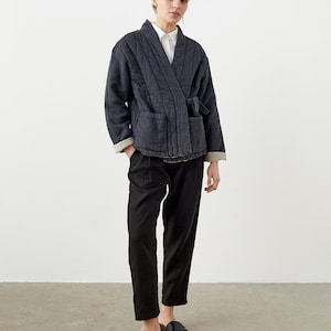 Steppjacke mit Taschen, Leinen-Kimonojacke für Damen, Steppmantel, Wende-Utility-Jacke QUINCE Bild 2