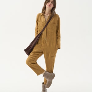 Linen jumpsuit women, boiler suit, linen overalls women, coveralls ROOTS image 1