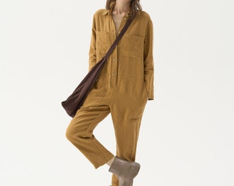 Linen jumpsuit women, boiler suit, linen overalls women, coveralls ROOTS