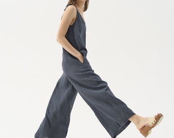 Linnen jumpsuit dames, harem jumpsuit, wijde pijpen jumpsuit, linnen overall dames DELIGHT