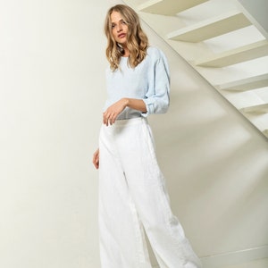 Size: M/L Ready to ship Linen pants women, wide leg pants, high waisted pants, medium linen pants WANTED image 1