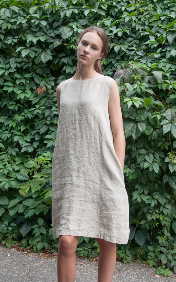 Pockets Linen Tunic Dress Linen Shift 