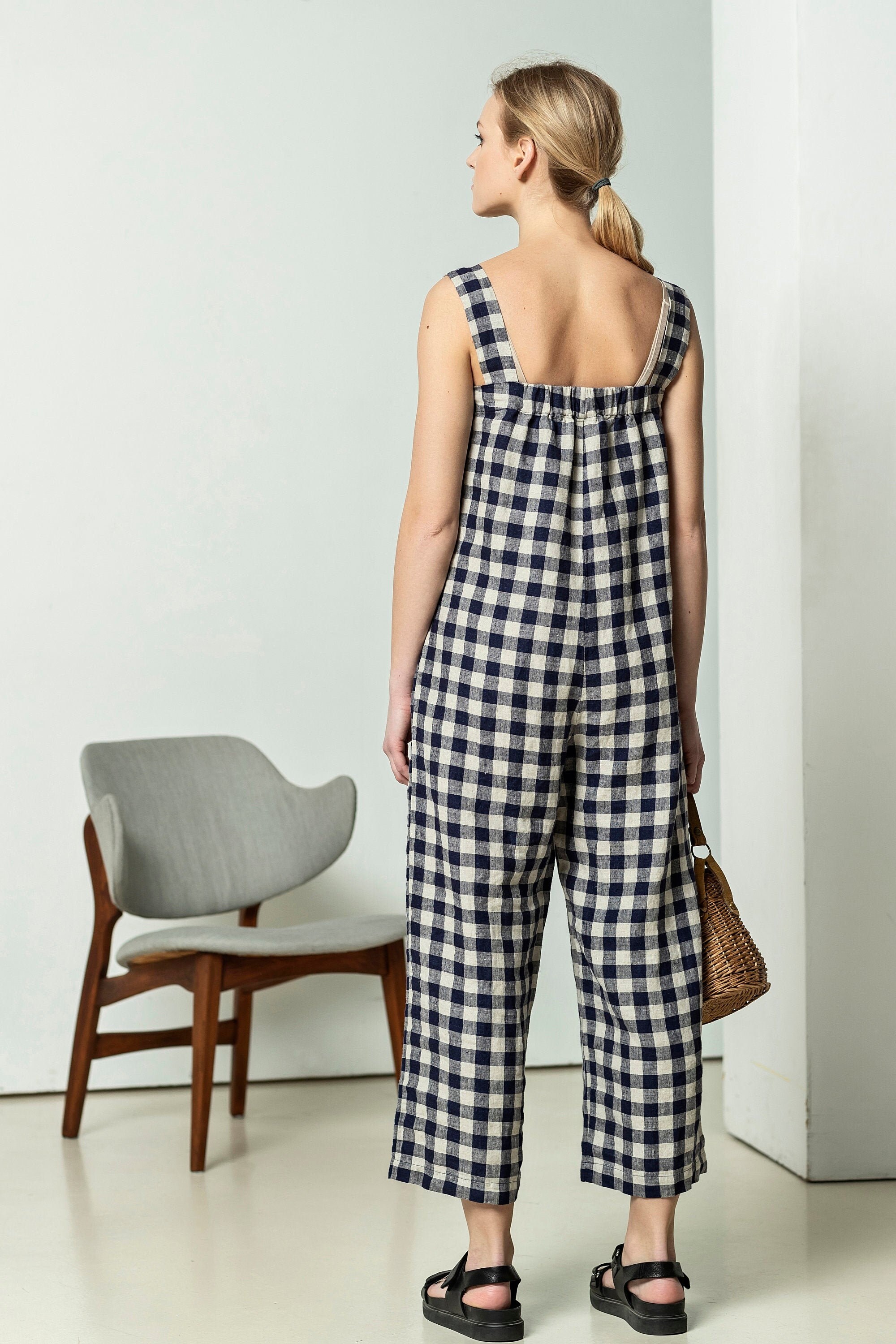 Linen jumpsuit linen dungarees style jumpsuit with pockets Etsy