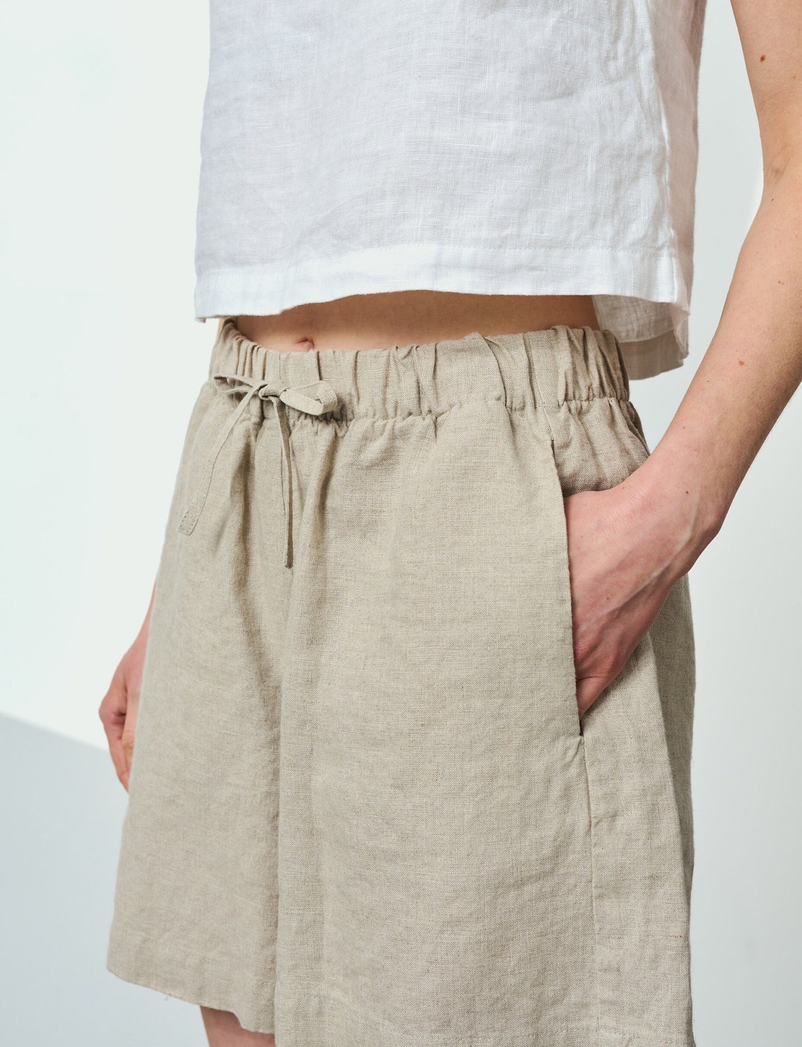 Short Linen Shorts, Drawstring Linen Shorts, Loose Linen Shorts, Linen ...