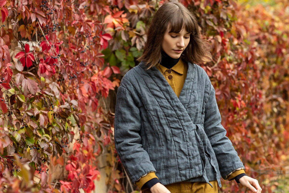 Quilted jacket, reversible jacket, duster linen TROPHY