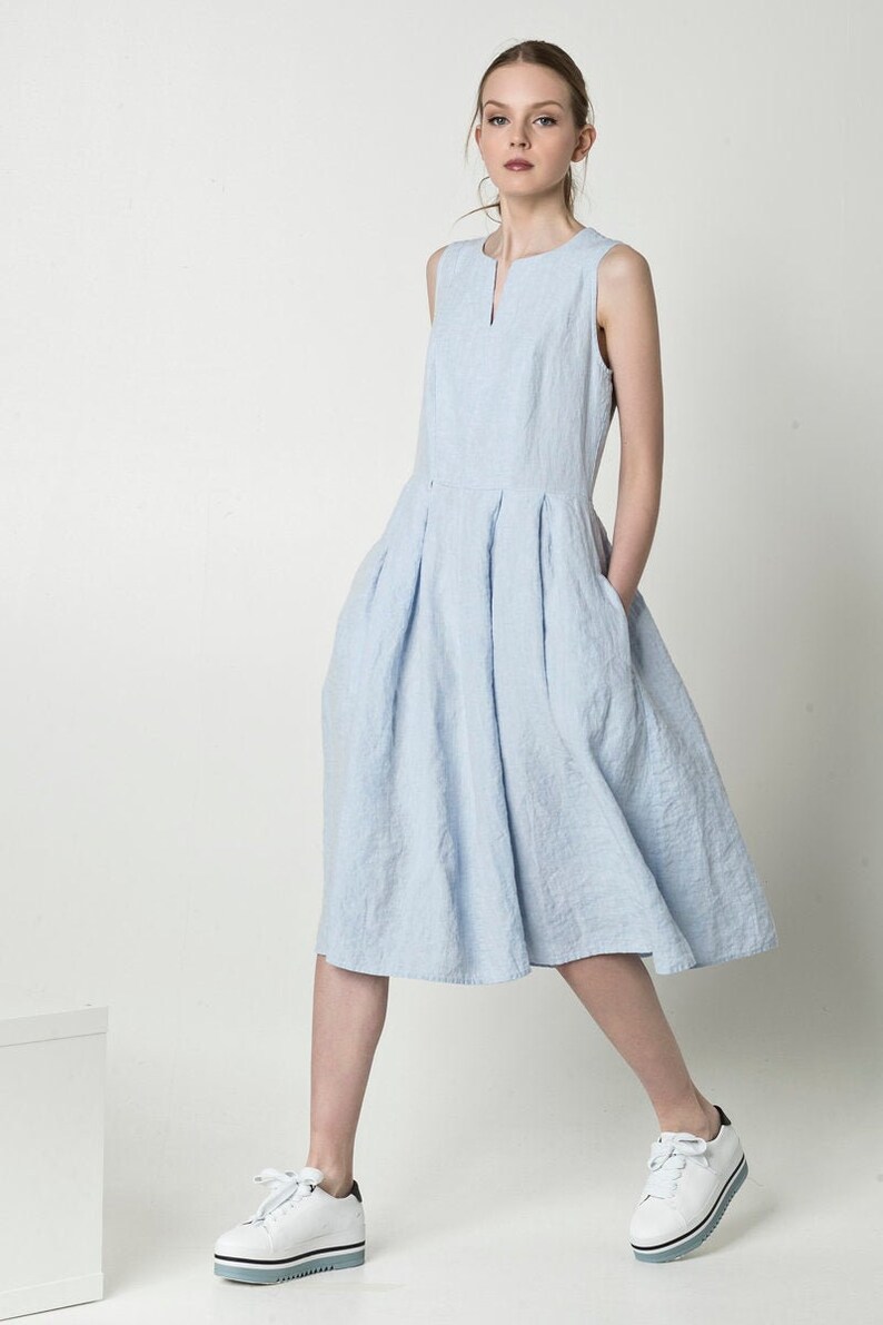 Linen dress without sleeves feminine linen sundress Etsy