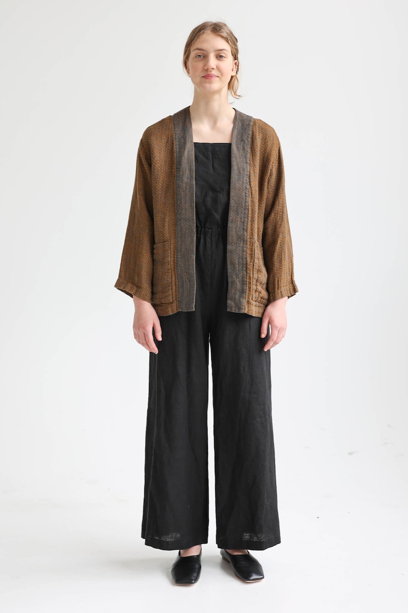 Exclusive linen cardigan, Linen kimono jacket, Linen jacket women, Linen blazer TOKYO zdjęcie 7