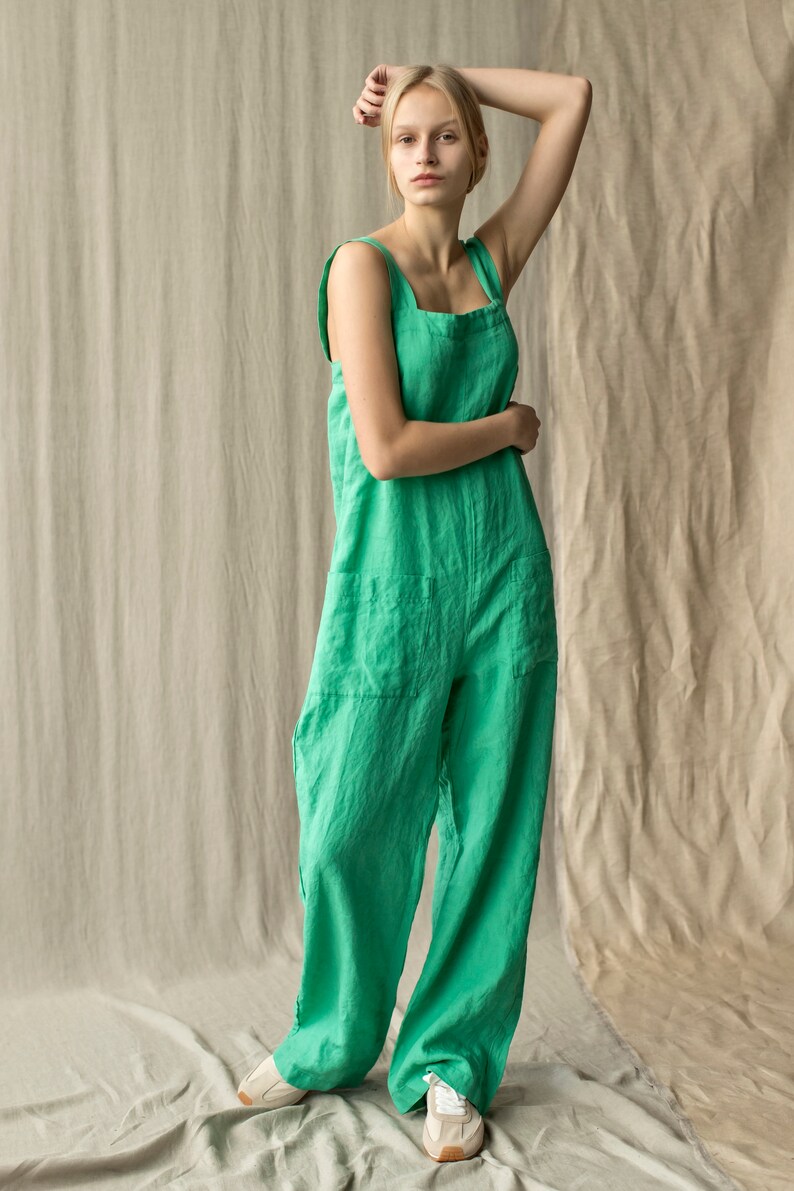 Linen jumpsuit sleeveless linen overalls women SKYE Etsy