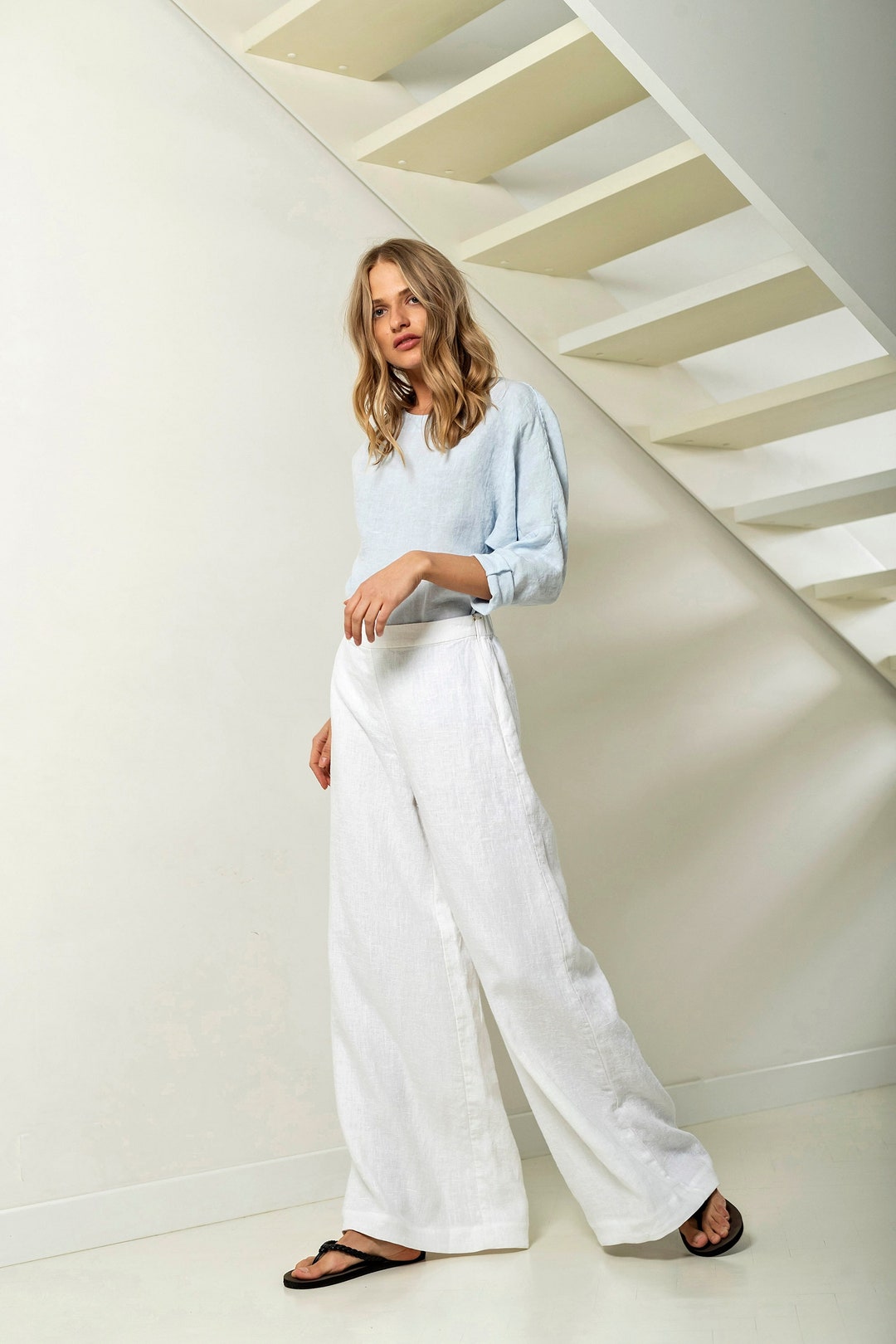 Buy Linen Pants Women Wide Leg Pants High Waisted Pants Heavy Online in  India 