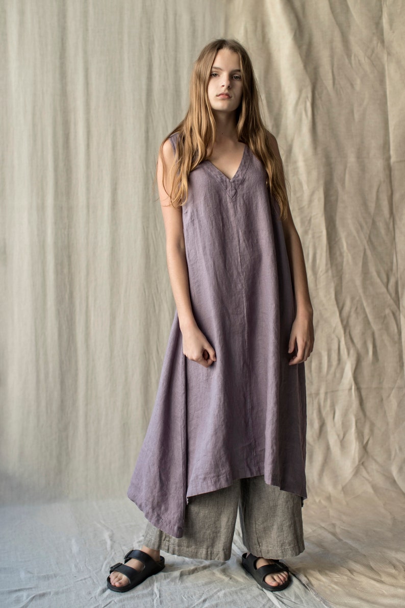 Linen airy dress with pockets linen maxi dress flowy linen Etsy