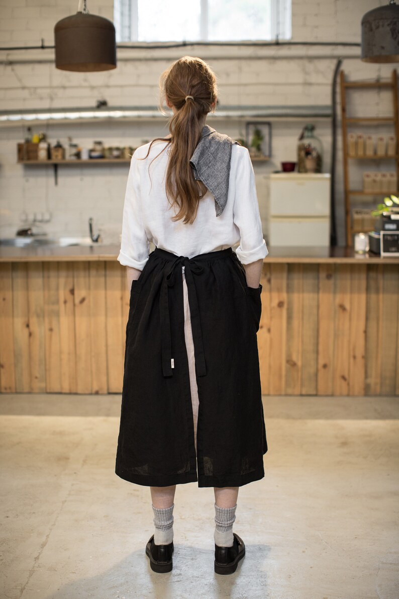 Linen Apron With Pockets Half Apron Vintage Apron Waitress Etsy