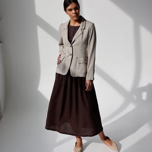 Heavy-linen classical jacket, linen blazer, linen pocket jacket for women, workwear jacket, fashionable linen jacket, linen suit jacket SWAN image 7