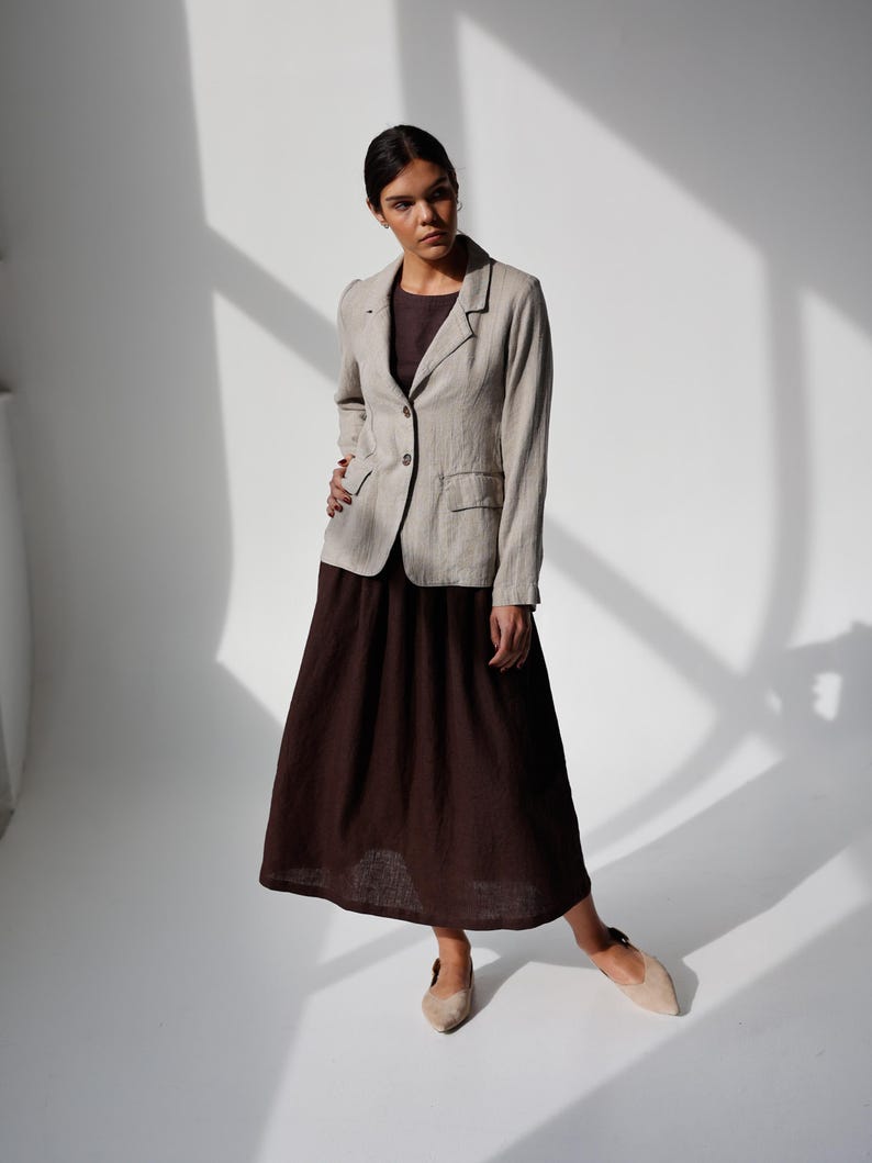 Heavy-linen classical jacket, linen blazer, linen pocket jacket for women, workwear jacket, fashionable linen jacket, linen suit jacket SWAN image 7