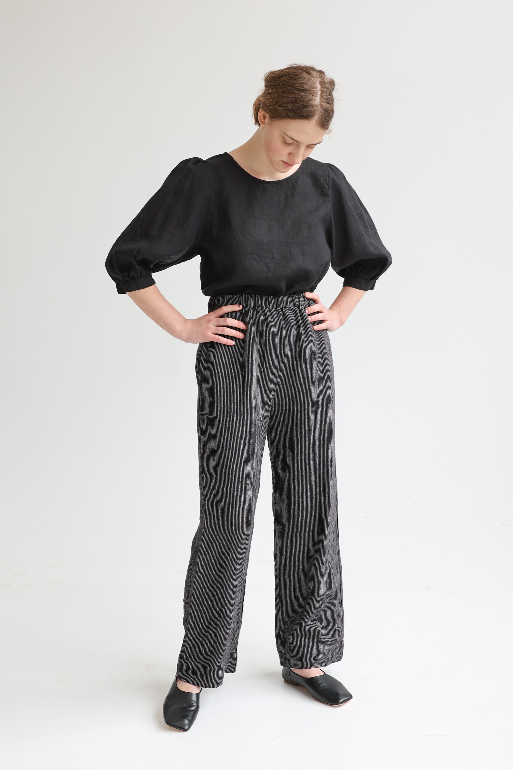 Balloon Sleeve Linen Blouse, Puffy Sleeve Linen Top, Linen
