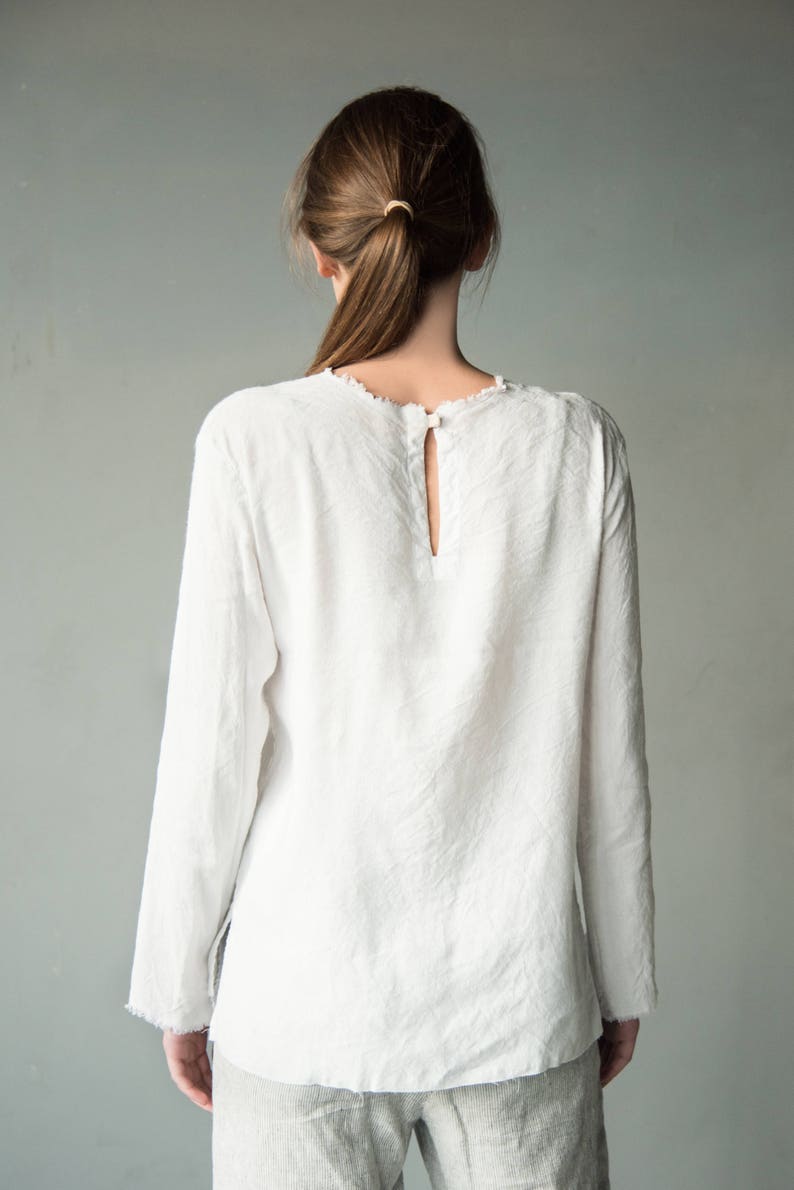 Loose black linen top for women linen blouse with long Etsy