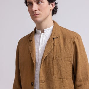 Classical linen jacket with patch pockets, linen jacket top for men, heavy-linen blazer, casual linen jacket, washed linen jacket LIVERPOOL