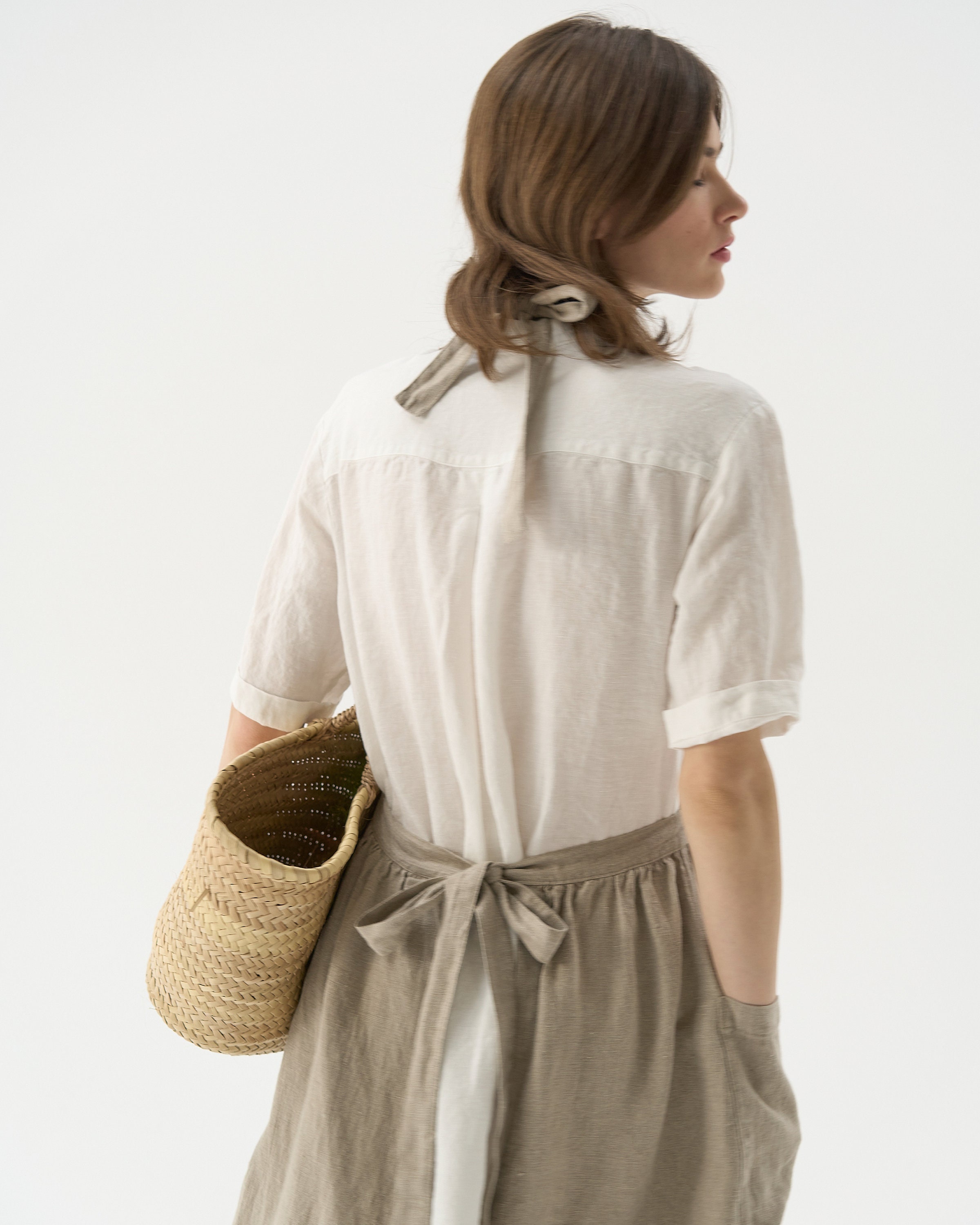 ハンドメイド❣️linenエプロン ELIZA Linen Apron, Half Apron, Apron With Pockets, Retro