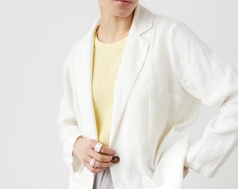 Size: S. Ready to ship Casual linen jacket with pockets, long linen cardigan, classic jacket for women, summer jacket, button jacket FOCUS