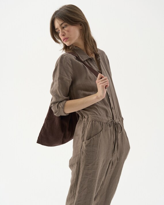Linen Boiler Suit Linen Jumpsuit Women 